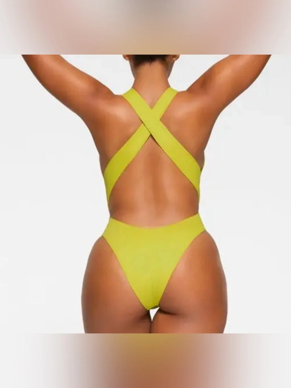 SKIMS Signature Swim Plunge Monokini Cut Out One Piece Swimsuit in Citrus 2x
